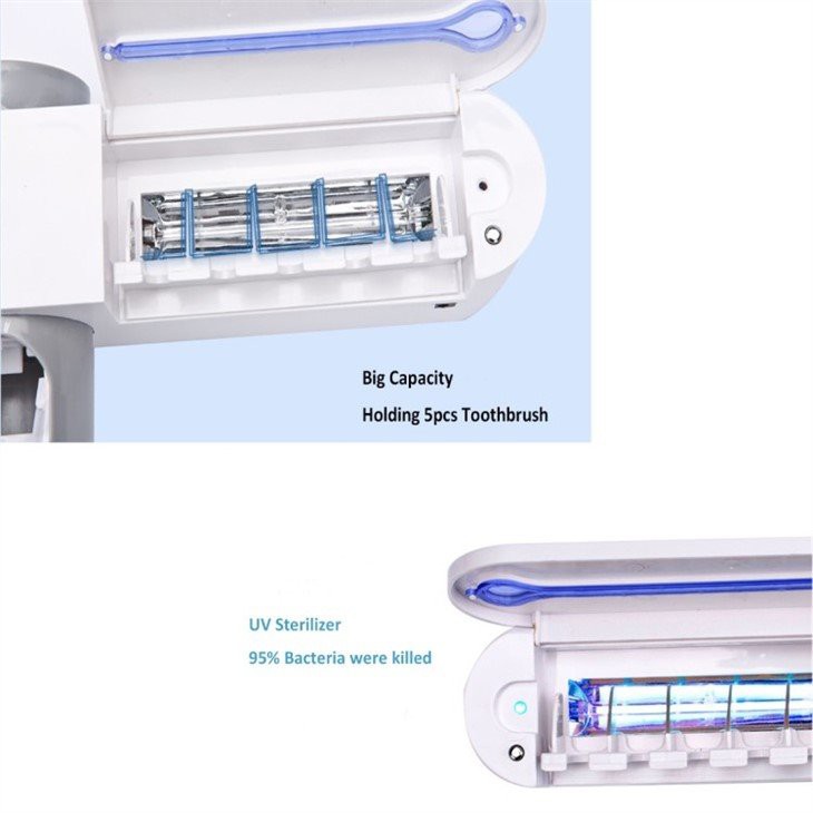 Toothbrush Sanitizer Holder with toothpaste dispenser